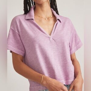 Marine Layer Vintage Slub Polo Tee Lavender Mist Size Small